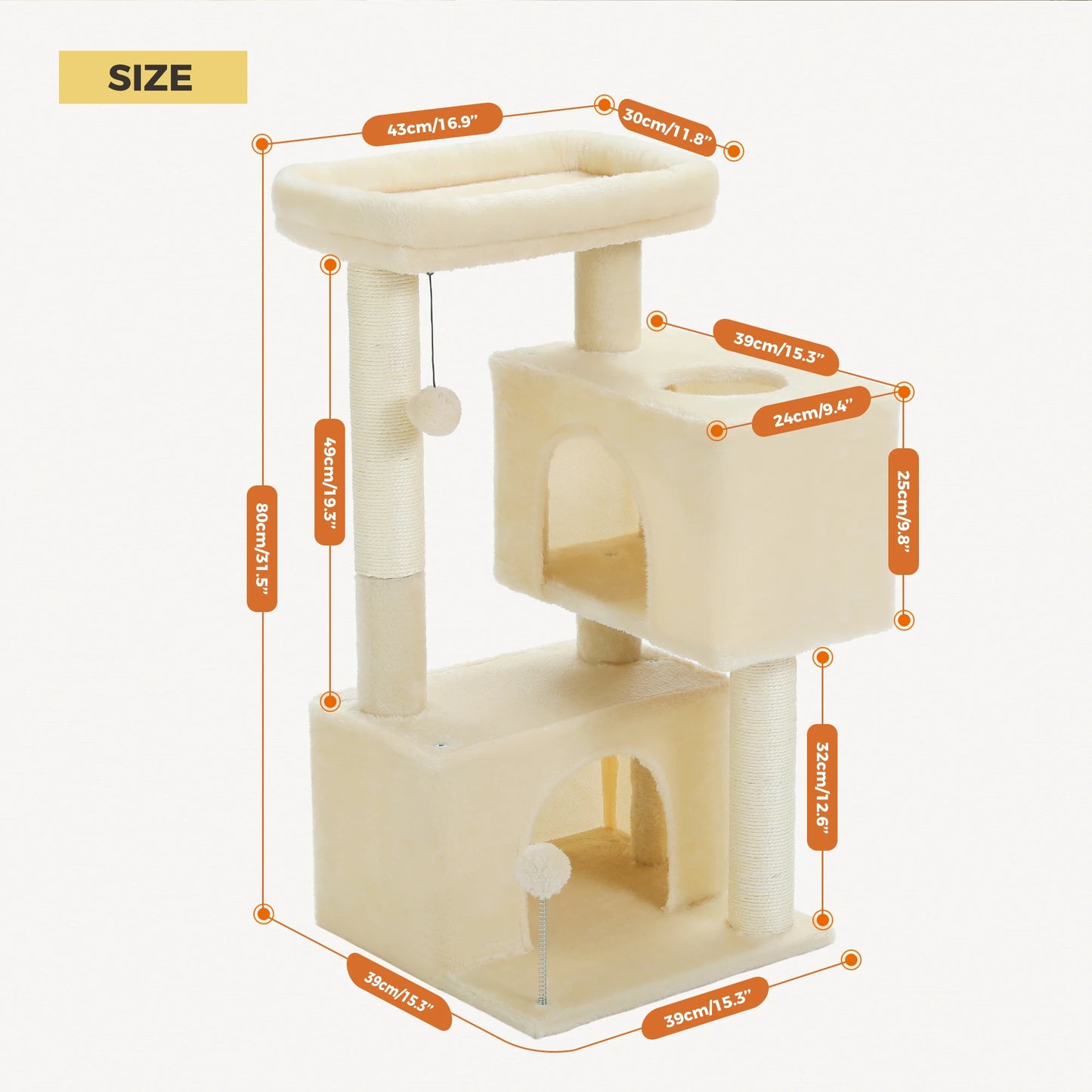 Multi-Level Cat Scratching Post and Bed, 3 Levels (Medium)