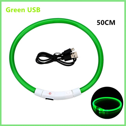 USB Rechargeable Luminous Collar Adjustable Led Glowing Dog Collar for Large Small Dogs