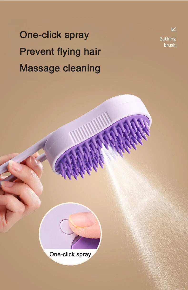 Electric Cat Steam Brush – 3-In-1 Pet Grooming Comb with Water Spray for Cats and Dogs, USB Rechargeable