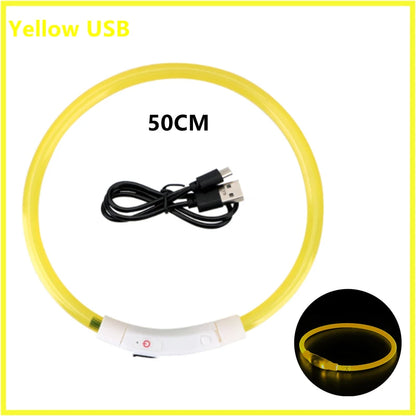 USB Rechargeable Luminous Collar Adjustable Led Glowing Dog Collar for Large Small Dogs