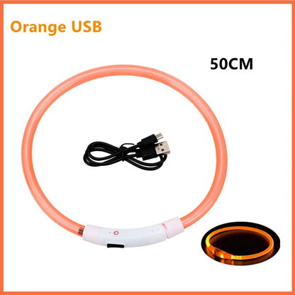 USB Rechargeable Luminous Collar Adjustable Led Glowing Dog Collar for Large Small Dogs