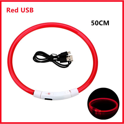 USB Rechargeable Luminous Collar Adjustable Led Glowing Dog Collar for Large Small Dogs