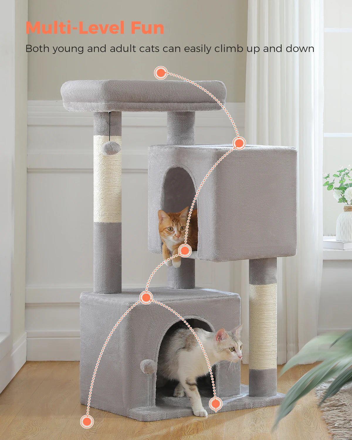 Multi-Level Cat Scratching Post and Bed, 3 Levels (Large)