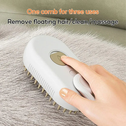 Electric Cat Steam Brush – 3-In-1 Pet Grooming Comb with Water Spray for Cats and Dogs, USB Rechargeable