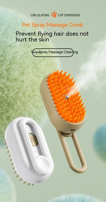 Electric Cat Steam Brush – 3-In-1 Pet Grooming Comb with Water Spray for Cats and Dogs, USB Rechargeable