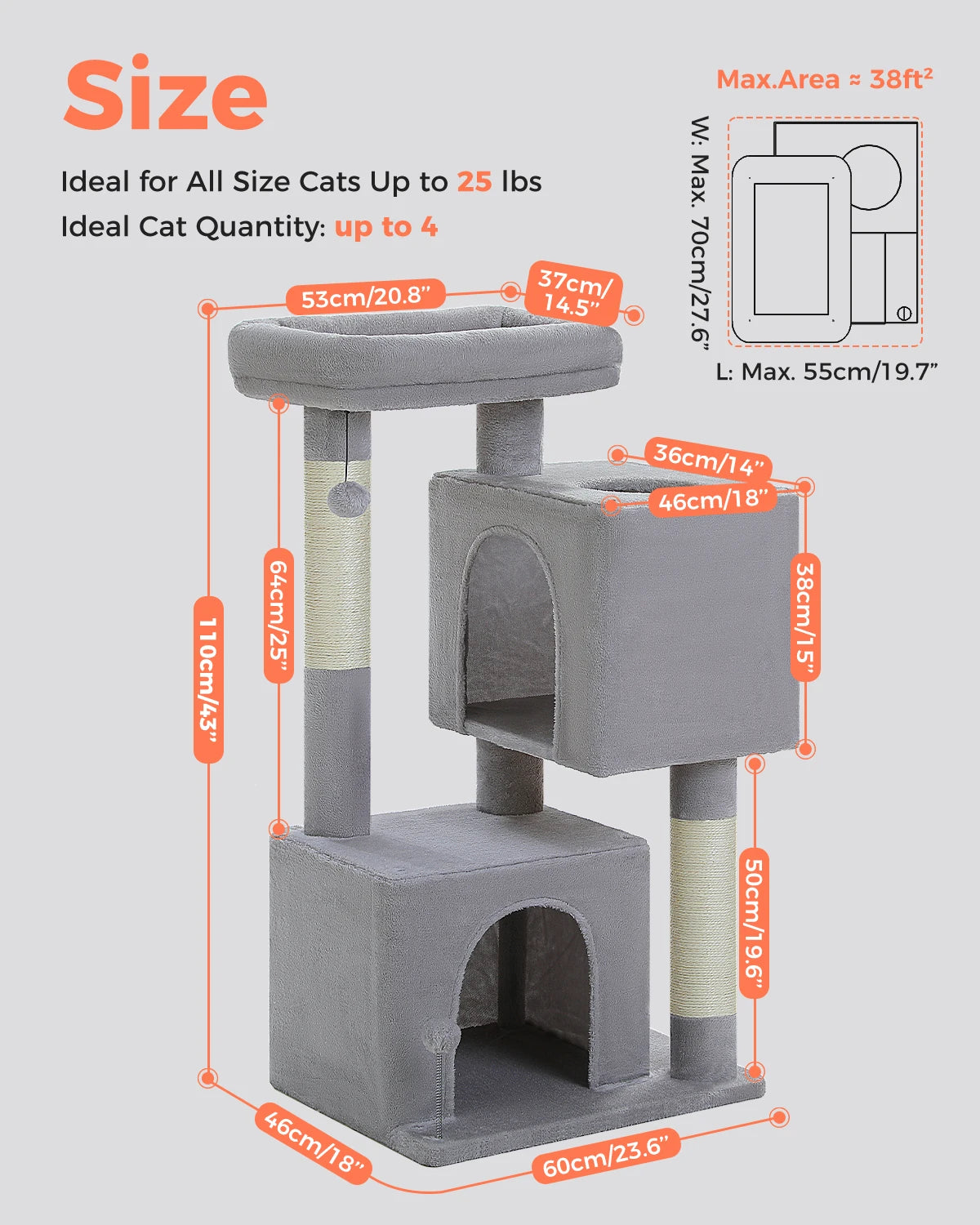 Multi-Level Cat Scratching Post and Bed, 3 Levels (Large)
