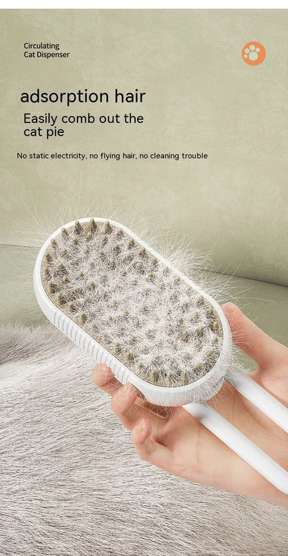 Electric Cat Steam Brush – 3-In-1 Pet Grooming Comb with Water Spray for Cats and Dogs, USB Rechargeable