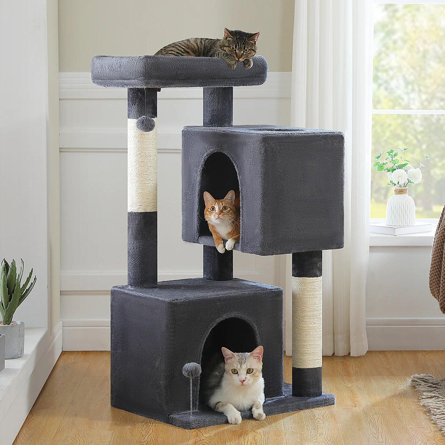 Multi-Level Cat Scratching Post and Bed, 3 Levels (Large)