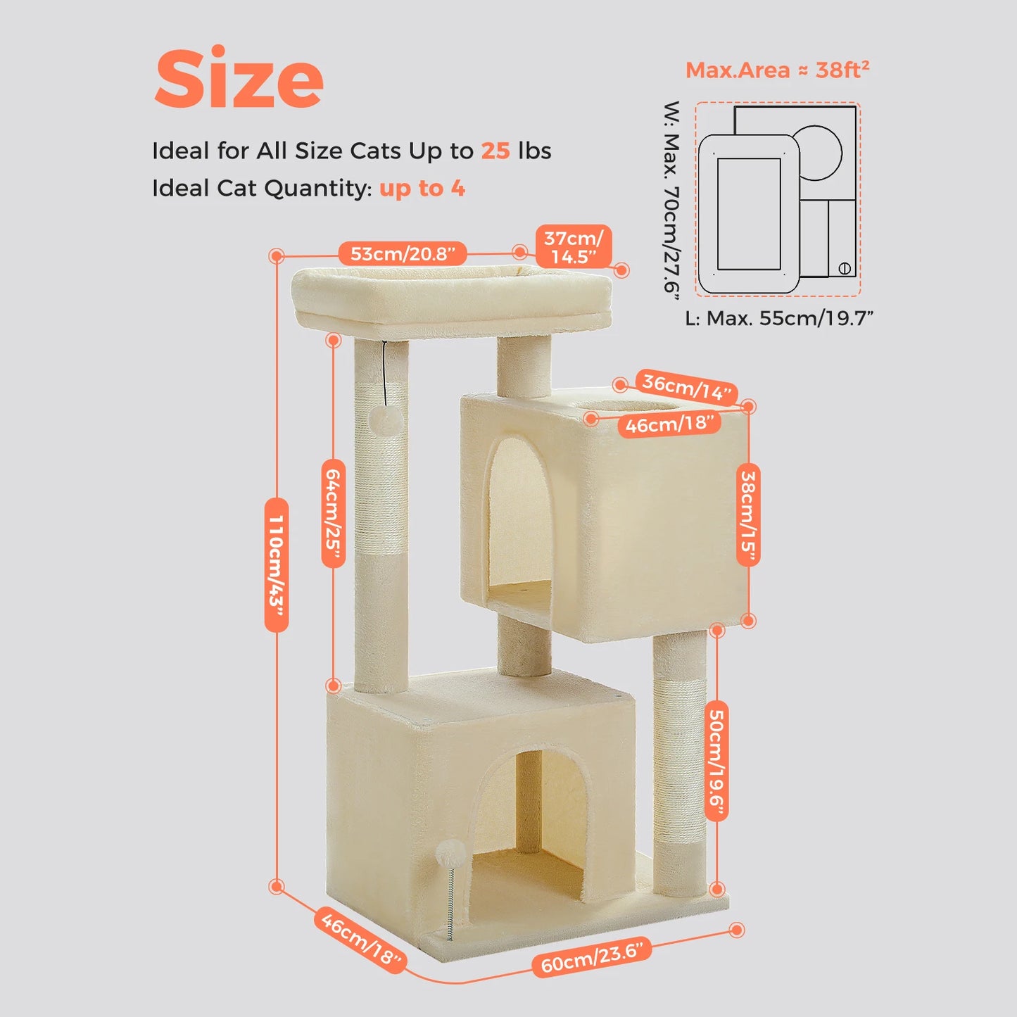Multi-Level Cat Scratching Post and Bed, 3 Levels (Large)