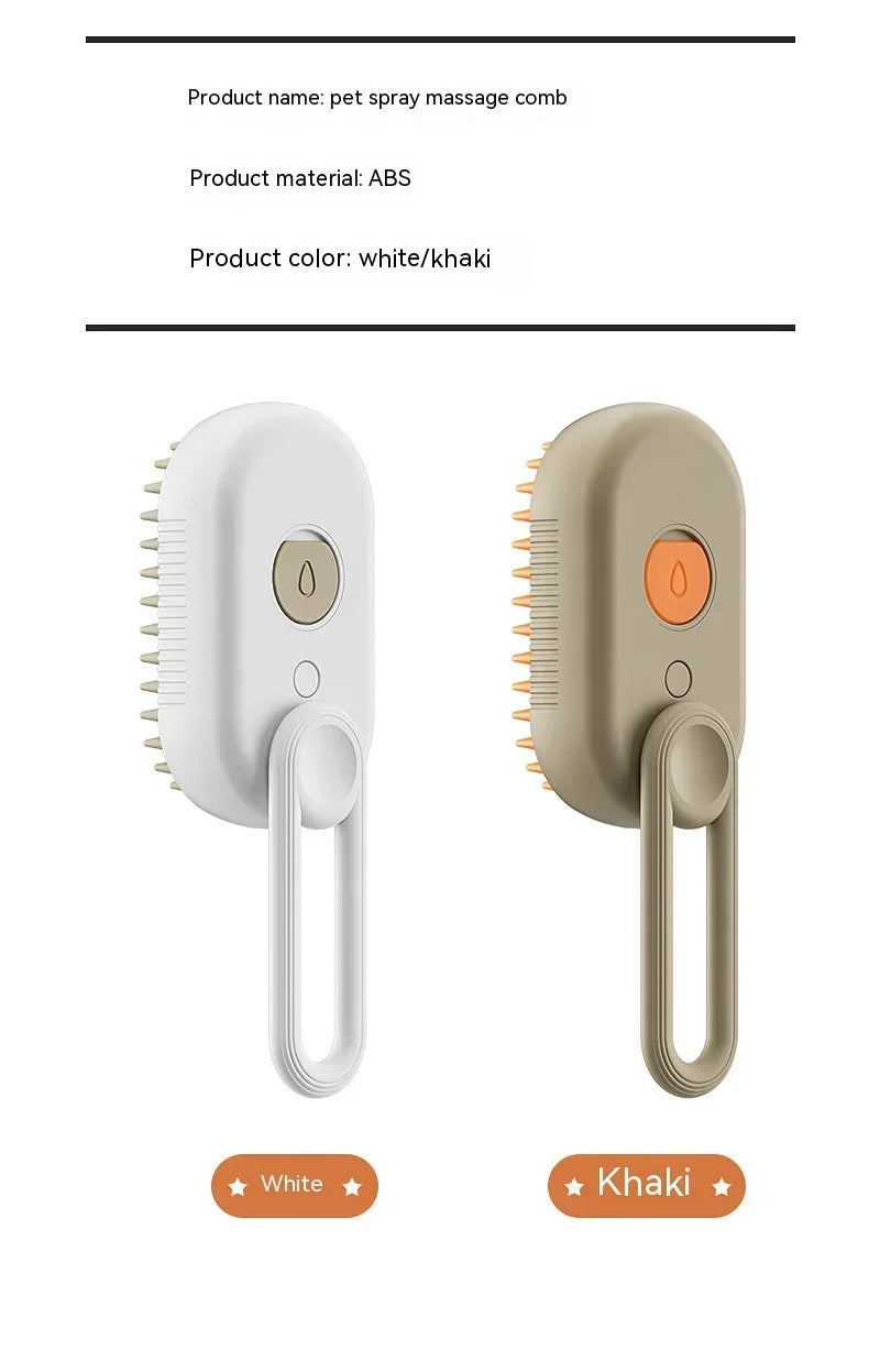 Electric Cat Steam Brush – 3-In-1 Pet Grooming Comb with Water Spray for Cats and Dogs, USB Rechargeable