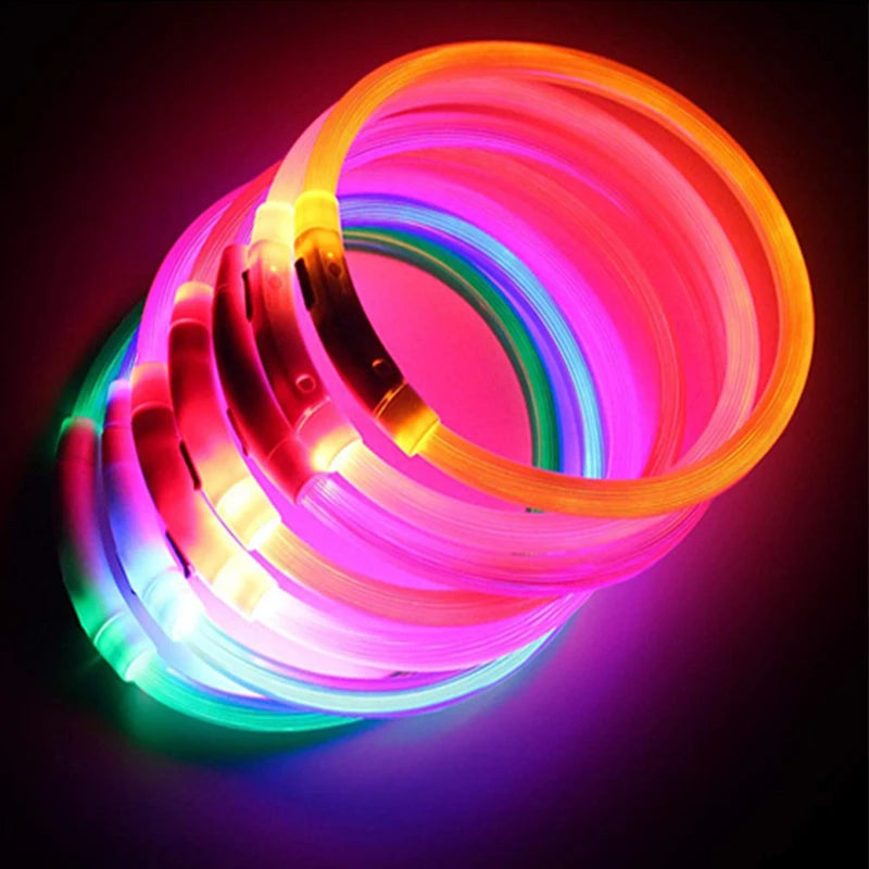USB Rechargeable Luminous Collar Adjustable Led Glowing Dog Collar for Large Small Dogs