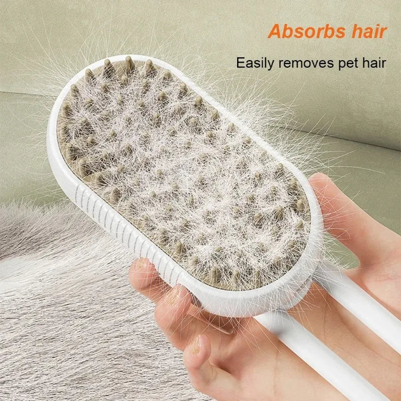 Electric Cat Steam Brush – 3-In-1 Pet Grooming Comb with Water Spray for Cats and Dogs, USB Rechargeable