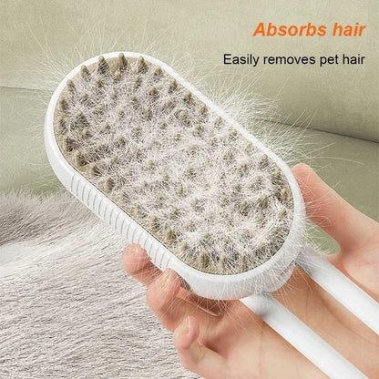 Electric Cat Steam Brush – 3-In-1 Pet Grooming Comb with Water Spray for Cats and Dogs, USB Rechargeable