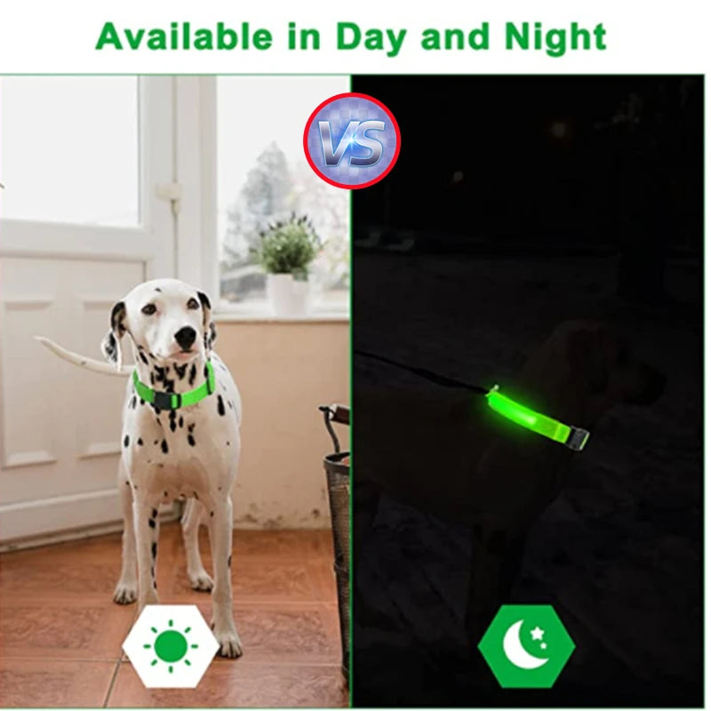 USB Rechargeable Luminous Collar Adjustable Led Glowing Dog Collar for Large Small Dogs