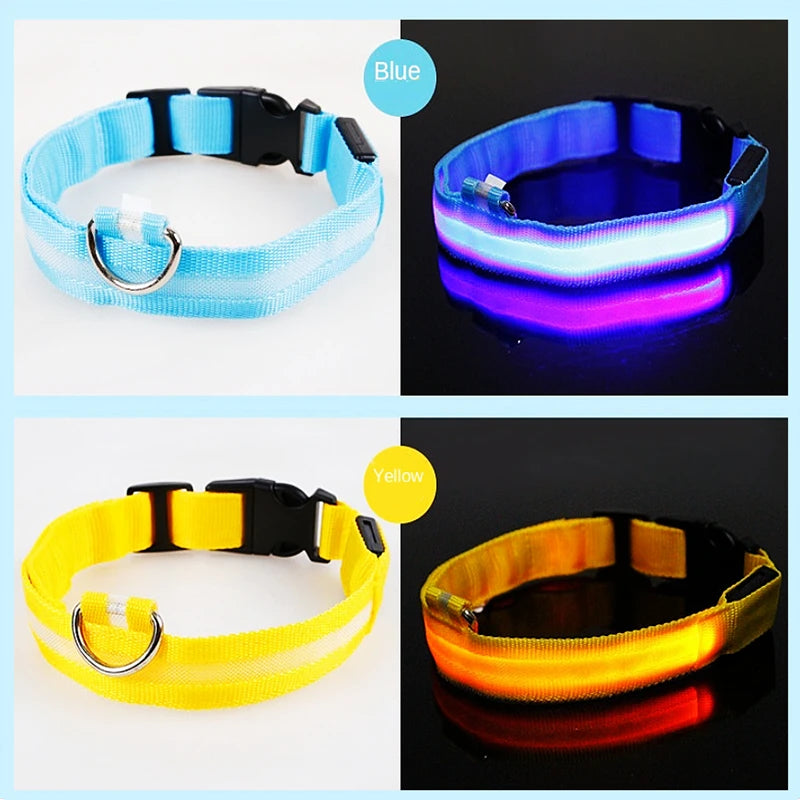 USB Rechargeable Luminous Collar Adjustable Led Glowing Dog Collar for Large Small Dogs