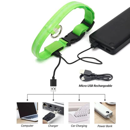 USB Rechargeable Luminous Collar Adjustable Led Glowing Dog Collar for Large Small Dogs