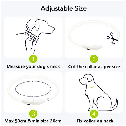 USB Rechargeable Luminous Collar Adjustable Led Glowing Dog Collar for Large Small Dogs