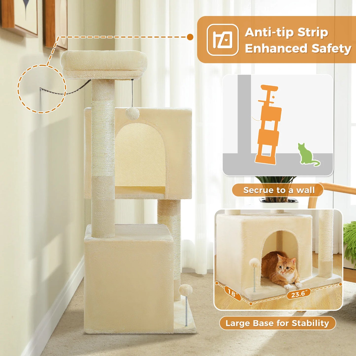 Multi-Level Cat Scratching Post and Bed, 3 Levels (Large)
