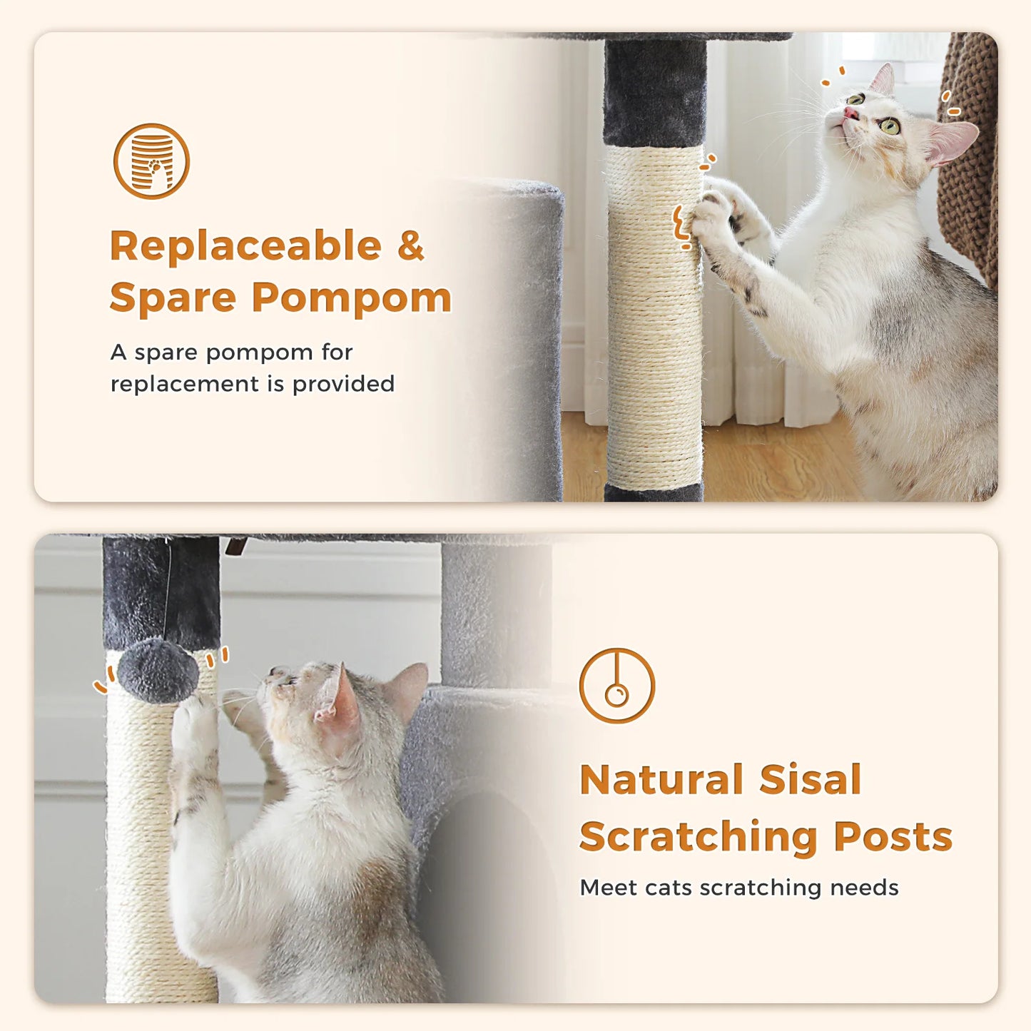 Multi-Level Cat Scratching Post and Bed, 3 Levels (Large)