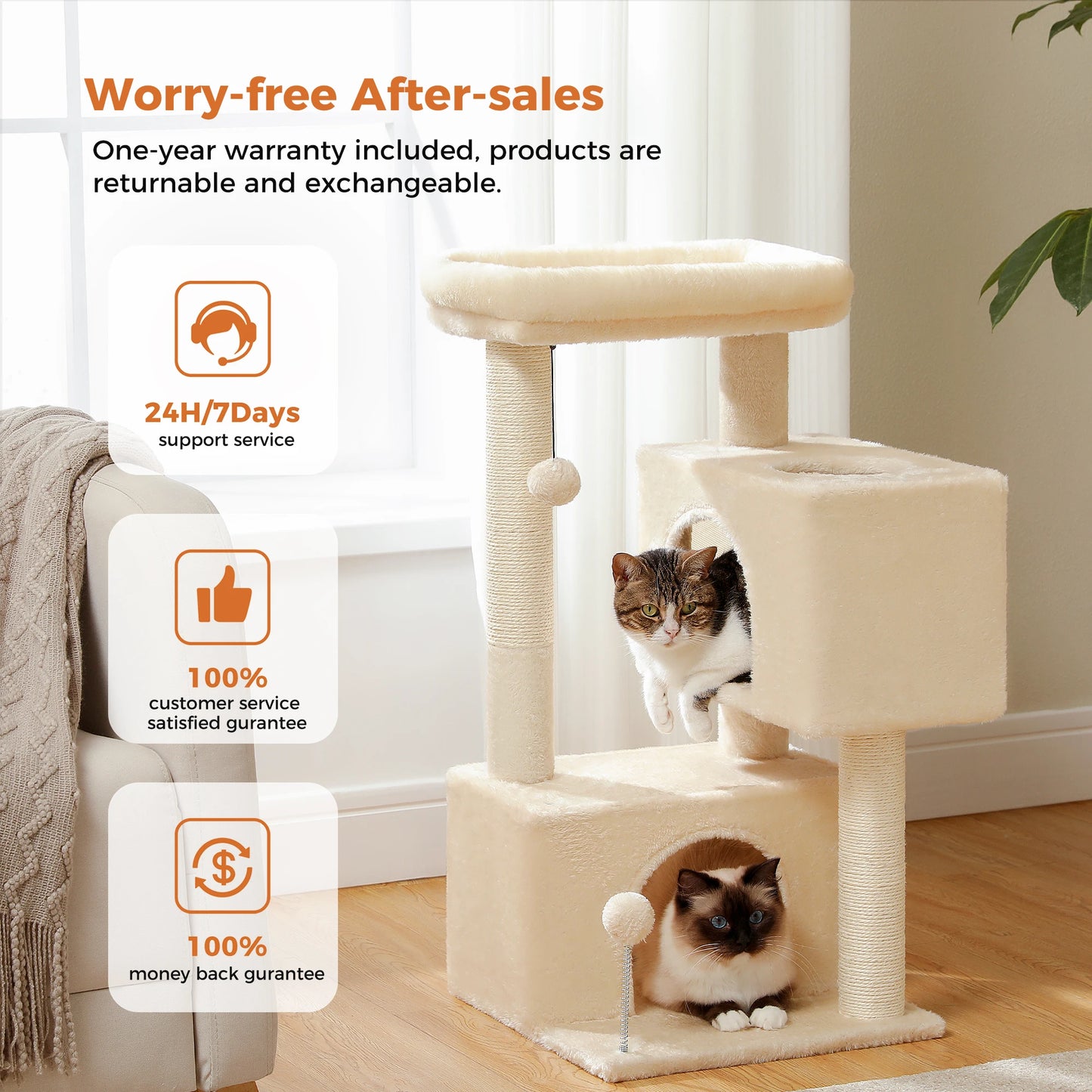 Multi-Level Cat Scratching Post and Bed, 3 Levels (Medium)