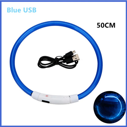USB Rechargeable Luminous Collar Adjustable Led Glowing Dog Collar for Large Small Dogs