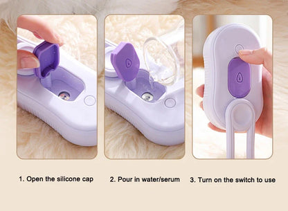 Electric Cat Steam Brush – 3-In-1 Pet Grooming Comb with Water Spray for Cats and Dogs, USB Rechargeable