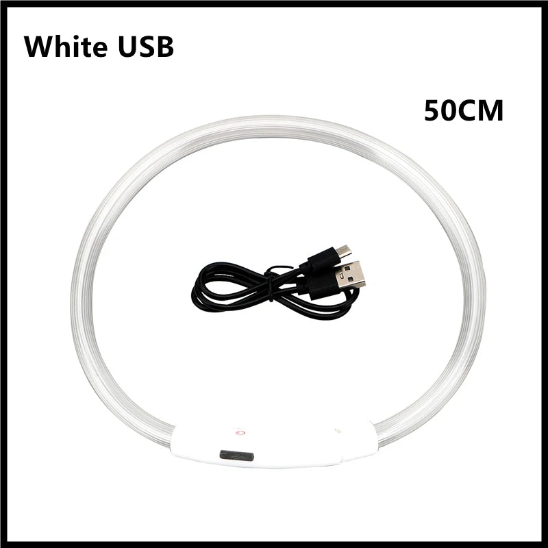 USB Rechargeable Luminous Collar Adjustable Led Glowing Dog Collar for Large Small Dogs