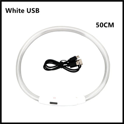USB Rechargeable Luminous Collar Adjustable Led Glowing Dog Collar for Large Small Dogs
