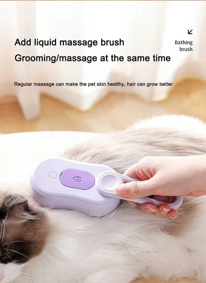 Electric Cat Steam Brush – 3-In-1 Pet Grooming Comb with Water Spray for Cats and Dogs, USB Rechargeable