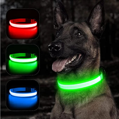 USB Rechargeable Luminous Collar Adjustable Led Glowing Dog Collar for Large Small Dogs