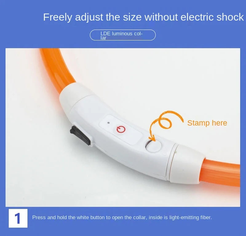 USB Rechargeable Luminous Collar Adjustable Led Glowing Dog Collar for Large Small Dogs
