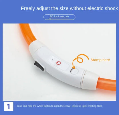 USB Rechargeable Luminous Collar Adjustable Led Glowing Dog Collar for Large Small Dogs
