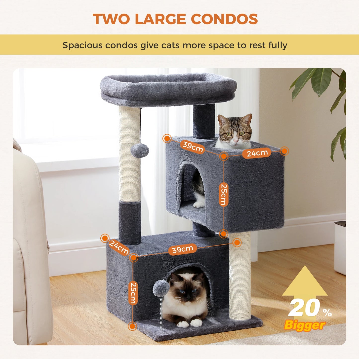 Multi-Level Cat Scratching Post and Bed, 3 Levels (Medium)