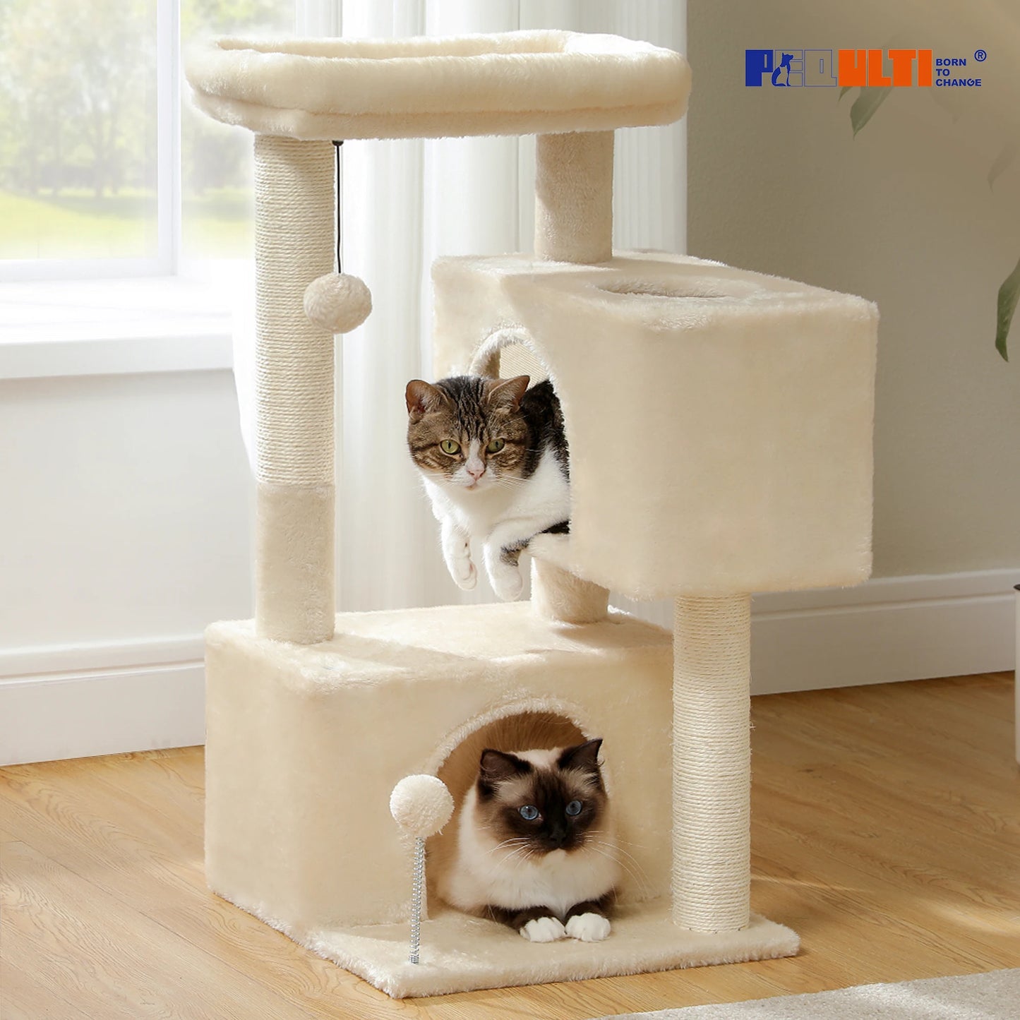 Multi-Level Cat Scratching Post and Bed, 3 Levels (Medium)