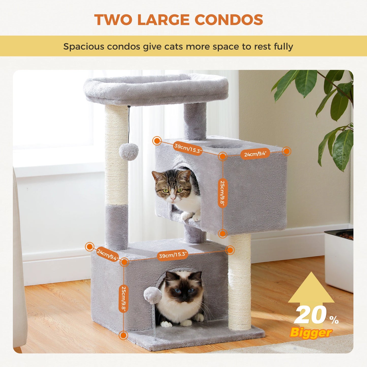 Multi-Level Cat Scratching Post and Bed, 3 Levels (Medium)