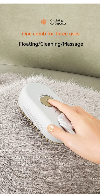 Electric Cat Steam Brush – 3-In-1 Pet Grooming Comb with Water Spray for Cats and Dogs, USB Rechargeable