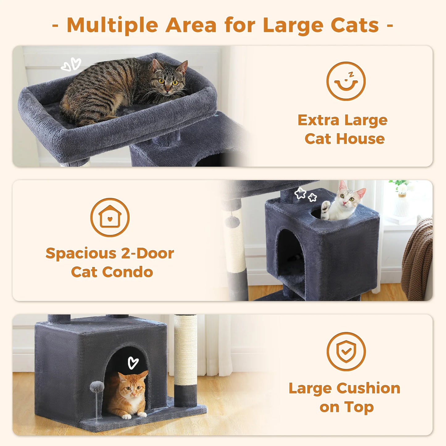 Multi-Level Cat Scratching Post and Bed, 3 Levels (Large)