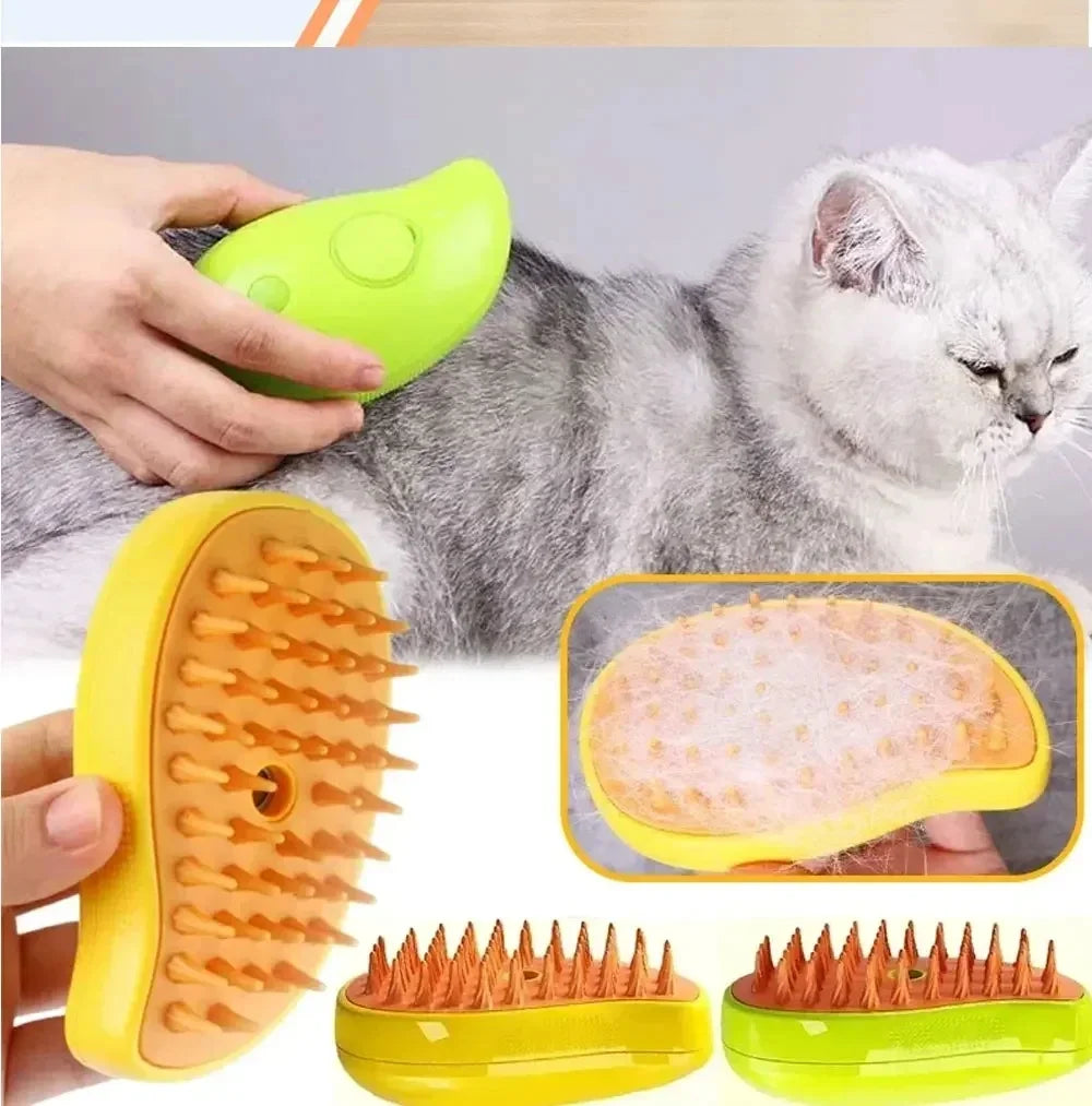 Electric Cat Steam Brush – 3-In-1 Pet Grooming Comb with Water Spray for Cats and Dogs, USB Rechargeable