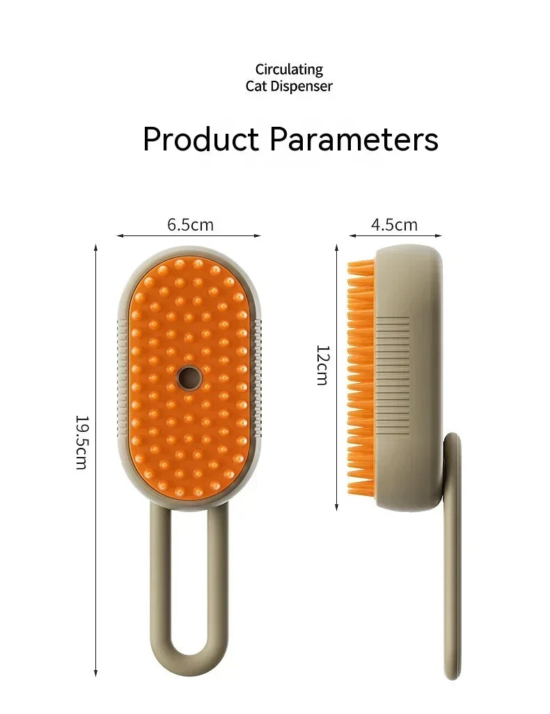 Electric Cat Steam Brush – 3-In-1 Pet Grooming Comb with Water Spray for Cats and Dogs, USB Rechargeable