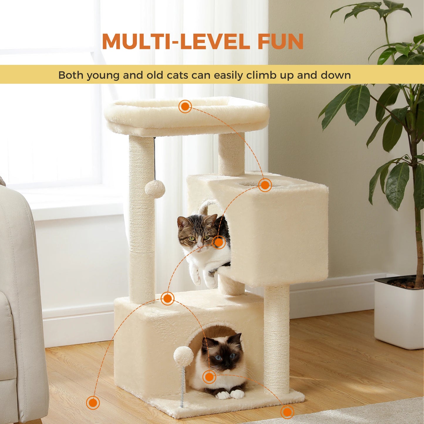 Multi-Level Cat Scratching Post and Bed, 3 Levels (Medium)